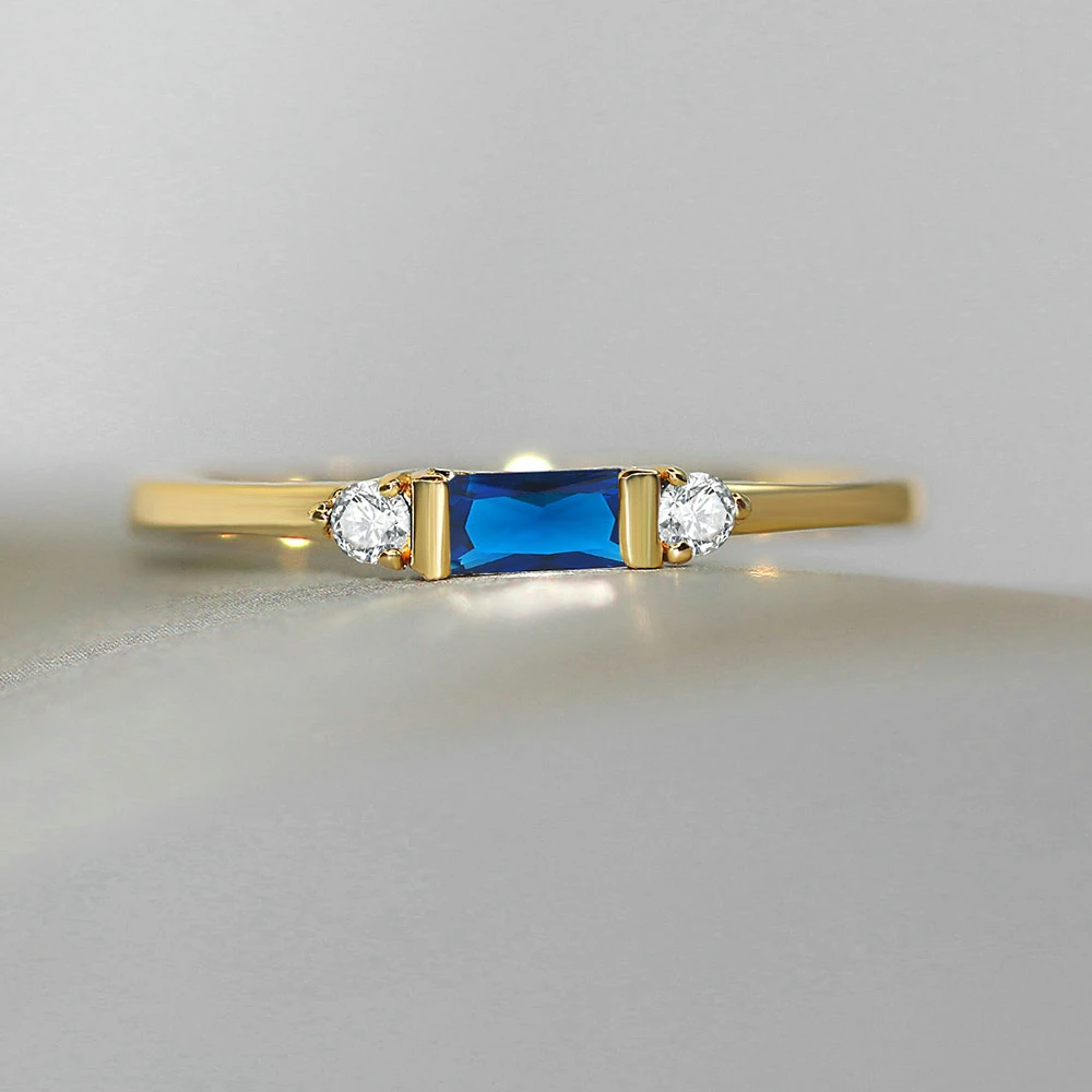 Wedding Ring For Women Delicate Square Zircon GolProposal Slim Finger Ring Gift  - £13.68 GBP