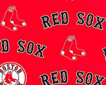 Boston Red Sox on Red MLB Baseball Team Print Fleece Fabric by the Yard ... - $10.97