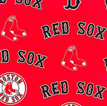 Boston Red Sox on Red MLB Baseball Team Print Fleece Fabric by the Yard s6575bf - £8.60 GBP
