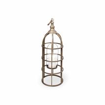 Antique Brass-Finish Iron Small Lantern Gold Industrial - £85.76 GBP