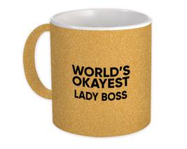 Worlds Okayest LADY BOSS : Gift Mug Text Family Work Christmas Birthday - £12.56 GBP