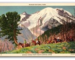 Saddle Horse Party Mt Rainier National Park Washington UNP Linen Postcar... - $2.92