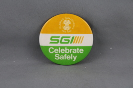 Vintage Advertising Pin - SGI Celebrate Safety - Celluloid Pin - $15.00