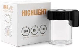 Magnifying Viewing Jar with LED Light, Airtight Transparent Glass Storag (Black) - £10.60 GBP