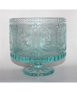 Embossed Bunnies Hobnail Large Heavy Trifle Pale Turquoise Pedestal Serv... - $89.16 CAD