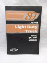 1989 Chevrolet Light Duty Truck Copy Warranty And Owner Assistance Infor... - $20.69 CAD