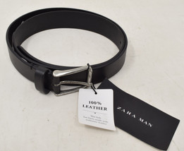Zara Mens Leather Buckle Belt Black 34 - £23.46 GBP