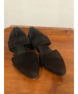 Eileen Fisher Black Suede Almond Toe Mary Jane Flats Zip Back Size 8 1/2 - $24.60 CAD