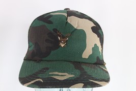 Vintage 80s Distressed Deer Buck Hunting Camouflage Trucker Hat Cap Snapback - £35.24 GBP