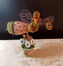 Bee Happy Angel Figurine on Flower Pot - $148.68 MXN