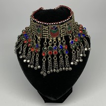 315g, 12&quot;x4.25&quot;Kuchi Choker Necklace Multi-Color Tribal Gypsy Bohemian,B14106 - £37.92 GBP