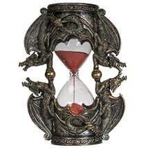 Gothic Fantasy Double Twin Dragons Sand Timer Red Sand Hourglass 7.4 inc... - $32.65