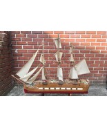 Vintage Wood Ship Large Handmade Galleon Folk Art 37&quot; PICKUP ONLY - $75.00