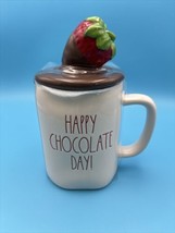  Rae Dunn Happy Chocolate Day with Strawberry Topper Mug New! - $31.18