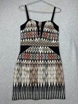 Y2K Bebe Mini Cocktail Dress Abstract Geometrical Print Bodycon Wmn size 10 - $38.88