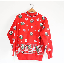 Vintage Ugly Crazy Cat Lady Christmas Sweatshirt Medium - £29.57 GBP