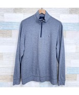 Vineyard Vines 1/4 Zip Pique Pullover Sweatshirt Blue Mock Neck Mens Large - $54.44