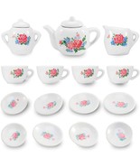 Liberty Imports 17 Piece Rose Flower Miniature Porcelain Ceramic Tea Set... - £19.15 GBP