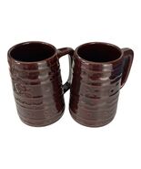 Vintage USA Pottery Brown Drip Barrel Mugs – Set of 2 – 1950s–1970s - $298.91 MXN