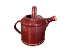 Vtg USA Handmade Signed Studio Art Pottery Handled Watering Crock Can Maroon 10&quot; - £37.01 GBP