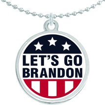 Lets Go Brandon Red White Blue Round Pendant Necklace Beautiful Fashion Jewelry - £8.60 GBP