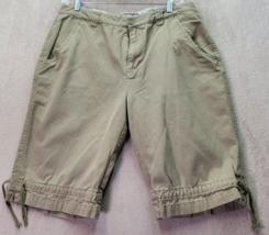 Caribbean Joe Bermuda Hiking Shorts Womens Size 12 Green Drawstring Cinch Legs - £14.50 GBP