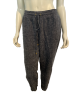 Ellen Tracy Black Linen Drawstring Waist Relaxed Pants Size L - $45.60 CAD