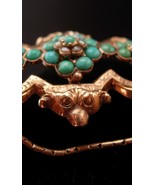 Antique 10k gold Mythical Griffin pin / Gold Gothic turquoise brooch / V... - £586.03 GBP