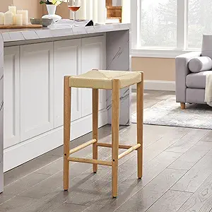 25.9-Inch Woven Rope Bar Stool, Made Paper Rope And Handmade, Can Be Use... - $237.99