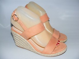 Unbranded Women&#39;s Size 7 M Peach Espadrille 3&quot; Wedge Heels Slides Sandal... - $17.72