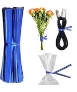 Glossy Blue Twist Ties 4&quot; Metallic Foil for Cellophane Bags 1000 Pack - £7.66 GBP