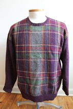 Vtg Royal Scott L 100% Shetland Wool Plaid Knit Crew Neck Sweater - $34.28