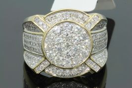 Diamond Engagement Pinky Ring Mens 14K Yellow Gold FN Round Pave Band 3.... - $131.62