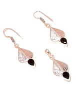 Black Onyx Pear Gemstone 925 Silver Overlay Handmade Earring Pendant Jew... - $23.23 CAD