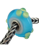 Authentic Trollbeads Spring Bud Glass Charm Turquoise/Green 61366, New - $23.74
