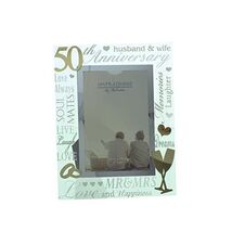 Golden 50th Wedding Anniversary Mirrored Photo Frame  - $28.00