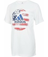 Adidas Boys&#39; Soccer Ball Graphic T-Shirt, White, Size Medium(10-12), 9874-1 - £9.50 GBP