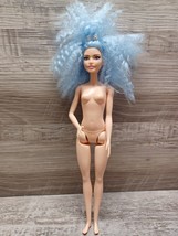 Nude Mattel Barbie Crimped Blue Hair Fashionista #170 - £7.31 GBP