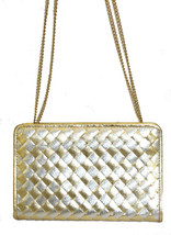 VTG Super Metallic Gold &amp; Silver Woven Petite Clutch Purse/Shoulder Purs... - $39.20