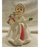 Vtg Napco Japan Ceramic Christmas Snowflake Girl with Gifts Planter X-8389 - $667.28 MXN