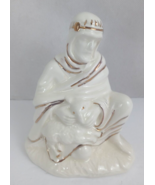 1968 Holland Mold Christmas Nativity Off White &amp; Gold 5&quot; Shepherd - $443.03 MXN