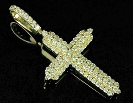 1.20Ct Simulated Diamond Cross Women&#39;s Pendant In 14K Yellow Gold Plated Silver - £140.92 GBP