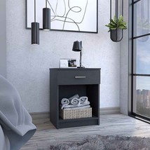 Modern Black Nightstand w/ Drawer &amp; Shelf - $143.44 CAD