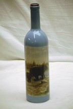 Classic Style Blue 750ml Wine Bottle Art Grizzly Bear w Cub Man Cave She... - $14.84