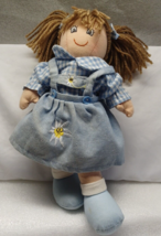 Stephen Baby Rag 1st Doll Yarn Hair Checkered Blue Dress 10&quot; Bows Plush - £13.30 GBP