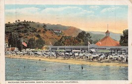Santa Catalina California~Watching The BATHERS~1920s Postcard - £7.49 GBP