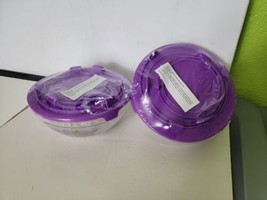 Nesting Glass Bowl Set Lavender with Purple Lids Clear Bowls Storage 20 ... - $99.95