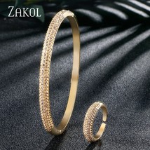 ZAKOL Vintage Micro Inlay Cubic Zirconia Shiny Classic Bracelet Ring Set for Wom - £18.51 GBP