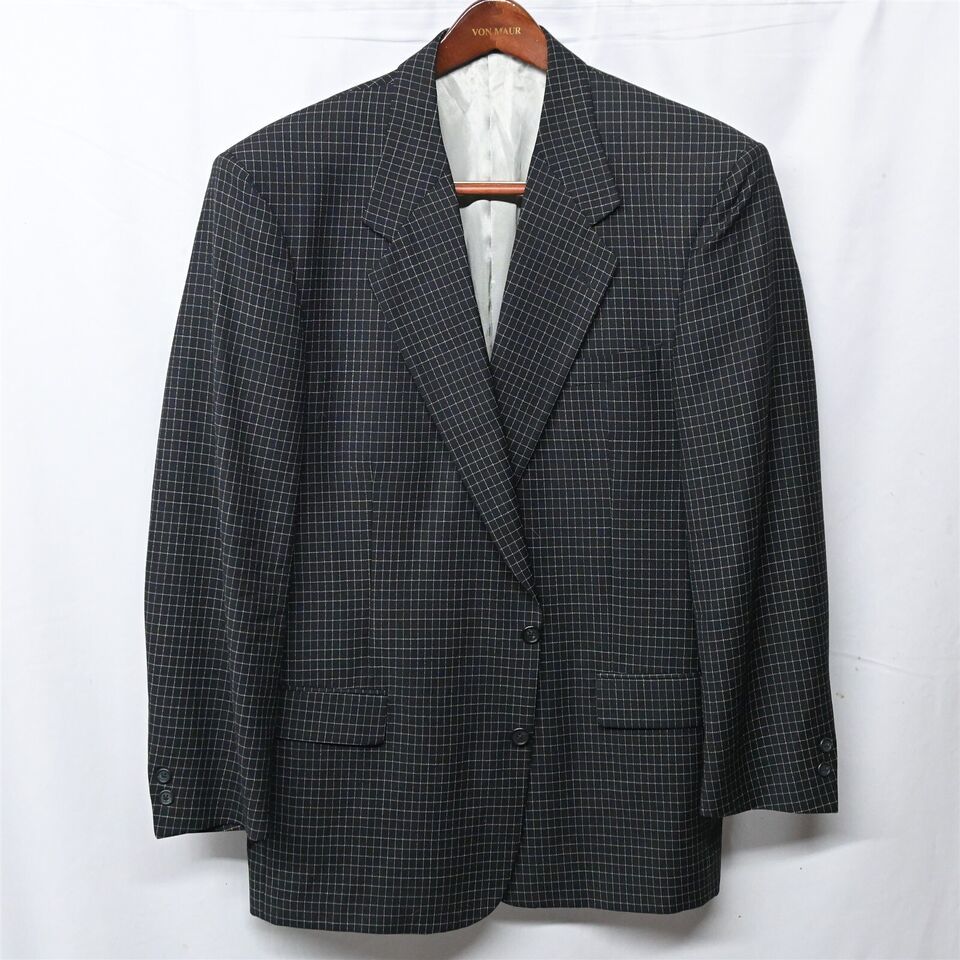 Primary image for Vtg 90s Terzo Uomo 42R Black Check 2 Button Blazer Suit Jacket Sport Coat