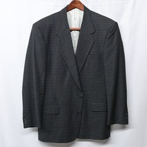 Vtg 90s Terzo Uomo 42R Black Check 2 Button Blazer Suit Jacket Sport Coat - £20.02 GBP